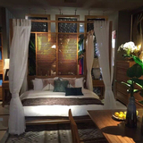 槟榔色东南亚风格家具实木架子床 四柱子床 新中式水曲柳实木床