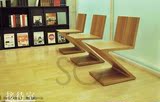 创意  实木个性艺术 Z形字 餐椅子吧台椅 模特会议厅办公电脑椅子