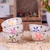 特价 日式手绘釉下彩 陶瓷韩式厨房餐具 创意居家五彩套装碗 饭碗