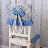 【吾家】椅子坐垫夏地中海蓝格子餐椅套餐椅垫加厚办公室布艺座垫