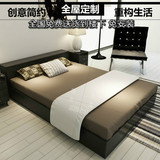 定制1.8米经济型双人床 1.5米储物板式床 高箱头柜床黑橡木色包邮