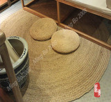 手工编织黄麻地毯，圆形块毯，茶几垫，餐桌垫，需定做、最大3米