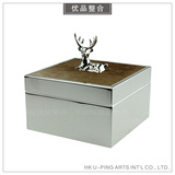 样板房梳妆台装饰摆件欧式镀银小鹿天然马毛首饰盒饰品盒SSH23-5