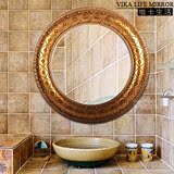 正圆形玄关镜子卫浴装饰镜子欧式美式浴室镜卫生间厕所挂镜大号