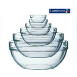 乐美雅钢化玻璃碗甜品碗耐热汤碗家用餐具透明圆形碗沙拉碗套装