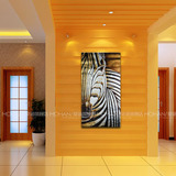 东南亚泰式手绘油画金箔画客厅办公室玄关装饰画抽象画 斑马创意