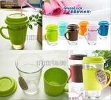 正品韩国GLASSLOCK玻璃杯子 带盖防摔 钢化水杯 韩国果汁咖啡杯