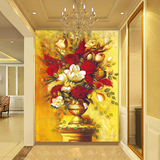 大型壁画壁纸墙纸 客厅电视走廊玄关背景墙纸 欧式花卉油画 热卖