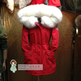 秋冬新款大红色休闲大码韩版中长款羊羔绒棉衣工装大衣外套女