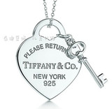 美国正品 Tiffany/蒂凡尼 纯银心形钥匙项链 925银 可刻字