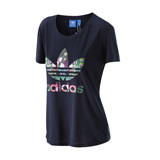 AD阿迪达斯三叶草女装短袖上衣T恤衫2016夏运动服黑白色品牌LOGO