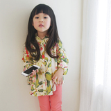 2016女童装衬衫儿童韩版樱桃蝙蝠袖长袖衬衣女宝宝衬衫女孩防晒衣
