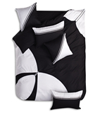 纯棉韩式黑白色床笠六件套件男款60支全棉床单1.5 1.8米床上用品