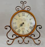 欧式仿古座钟 手工艺铁艺复古台式钟 创意时尚静音挂钟表