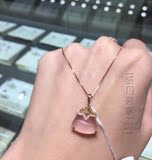 香港专柜代购 周大福 18K玫瑰金项链+ 粉色芙容石 项链 代购
