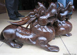 越南红木貔貅 鸡翅木雕刻『貔貅』摆件、财利双收、镇宅辟邪一对