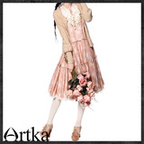 绝版现货Artka阿卡秋女装洛丽塔蕾丝拼贴印花长袖连衣裙LA10320Q