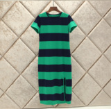 歌莉娅女装2016夏季新品大格针织绿蓝条纹连衣裙165J4B180现货