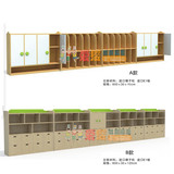木制儿童储物柜区域隔断柜幼儿园衣帽柜鞋柜带门柜玩具收纳组合柜