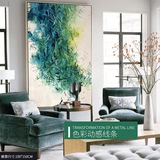 现代客厅装饰画沙发背景壁画田园小清新简约挂画绿色抽象树叶油画
