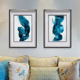 现代简约装饰画玄关走廊壁画蓝色水墨动感抽象油画高档客厅挂画