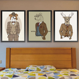 北欧风格动物先生装饰画创意儿童房挂画现代简约餐厅走廊客厅墙画