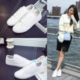 夏季明星同款帆布鞋女韩版系带学生小白鞋女平底白色板鞋休闲单鞋