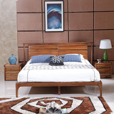 特价全实木床 纯黑胡桃木床 双人床1.8 米床婚床北欧风格家具包邮