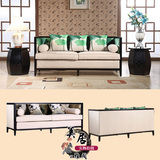 新中式三人沙发组合客厅现代实木沙发创意售楼处洽谈沙发酒店家具