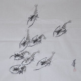 临摹齐白石虾国画水墨画三尺斗方写意画纯手绘装饰画花鸟客厅可裱