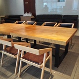 美式工业风办公家具大型长条桌loft简约铁艺长桌会议桌实木办公桌