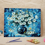 数字油画diy 客厅卧室大幅风景花卉抽象填色手绘装饰画 蓝调雏菊