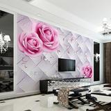 电视背景墙壁纸3d立体壁画 客厅简约现代影视墙纸玫瑰花无缝墙布