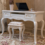 欧式学习桌现代简约写字台实木办公桌白色电脑桌台式家用田园书桌