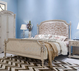 特价美式乡村实木床米双人床仿古白婚床做旧复古别墅家具定制