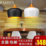 北欧风格简约吊灯全铝木纹灯具创意日式餐厅灯单头灯罩火锅店灯饰