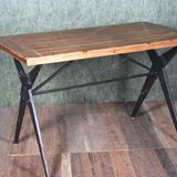 ZZ014现货-工业风复古怀旧铁木结合老杉木面板餐桌书桌工作台桌