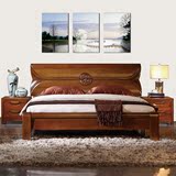 纯胡桃木床全实木家具1.8米双人婚床简约现代中式卧室高箱储物床