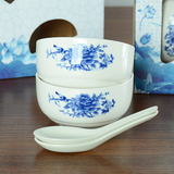 批发周年庆典创意陶瓷碗青花瓷手彩韩式碗餐具套装礼盒装碗勺套装