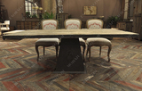 欧式风格工业复古设计实木老榆木桌面铁艺包边铁艺桌脚餐桌