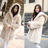 秋冬季新款女装韩版宽松羊毛呢子外套连帽中长款加厚保暖羊绒大衣