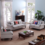 美式布艺沙发 地中海田园沙发组合123单人三人沙发可拆洗客厅沙发