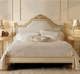 美式全实木布艺床白色做旧 北欧双人床婚庆床大床1.8米法式乡村床