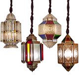 漫咖啡灯饰阿拉伯全铜彩色玻璃吊灯东南亚酒吧特色吊灯咖啡厅灯具