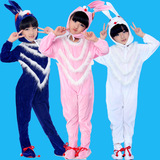 新款男女儿童舞台演出服饰动物服装小白兔子造型连体卡通表演服