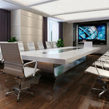 办公家具白色烤漆会议桌条桌简约现代洽谈桌不锈钢时尚创意开会桌