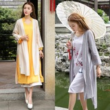 2016夏新款民族风女装中国风复古原创设计文艺棉麻开衫中长款外套