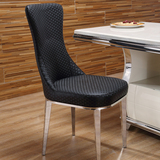 欧梵尼  休闲不带扶手组装经济型成人皮革简约现代不锈钢金属餐椅