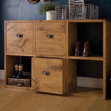 美式复古实木置物架客厅落地储物架收纳柜抽屉式个性创意玄关鞋柜