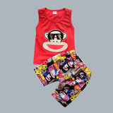1-3岁女宝宝夏装套装女童背心短裤两件套甜美卡通儿童装夏季衣服2